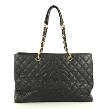 Chanel Grand Shopping Tote Quilted Caviar XL Black 443805