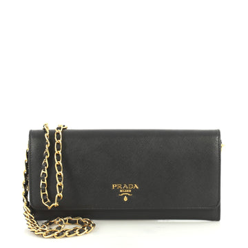 Prada Wallet on Chain Saffiano Leather Black 443811