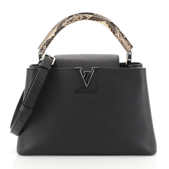Louis Vuitton Capucines Handbag Leather with Python PM Black 4438513