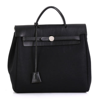 Hermes Herbag Toile and Leather PM Black 4438514
