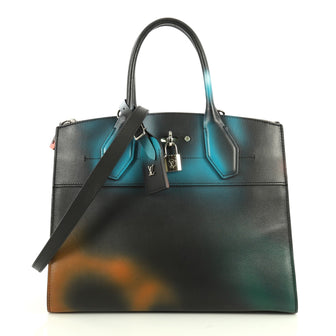 Louis Vuitton City Steamer Handbag Hologram Print Leather MM Black 4438517