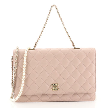 Chanel Fantasy Pearls Flap Bag Quilted Lambskin Large Pink 4438529