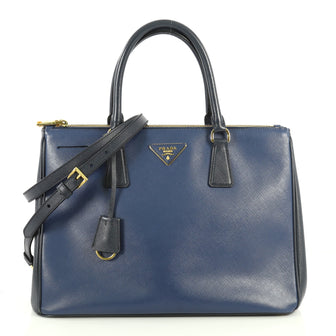 Prada Bicolor Double Zip Lux Tote Saffiano Leather Medium Blue 4438538