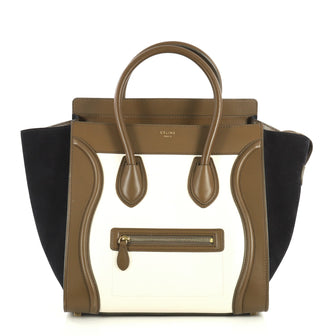 Celine Tricolor Luggage Handbag Leather Mini Brown 4438540