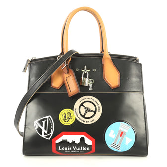 Louis Vuitton City Steamer Handbag Limited Edition World Tour Leather MM Black 4438554