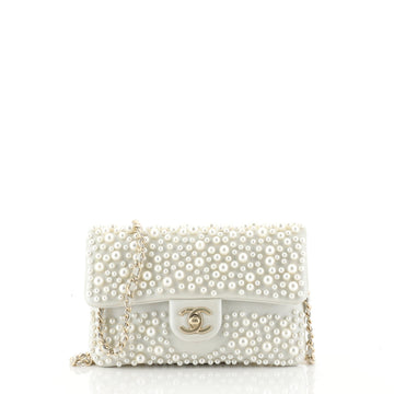 Chanel Paris-Dubai Pearly Flap Bag Pearl Embellished Leather Mini White 4438555