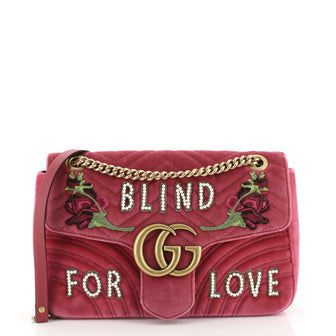 Gucci GG Marmont Flap Bag Embroidered Matelasse Velvet Medium Pink 4438556