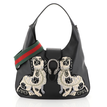 Gucci Dionysus Hobo Embroidered Leather Maxi Black 443921