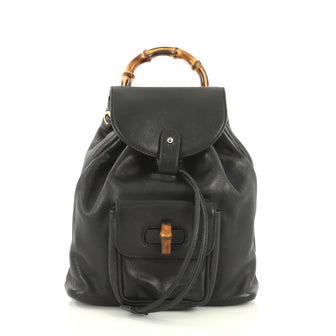 Gucci Vintage Bamboo Backpack Leather Mini Black 4439414
