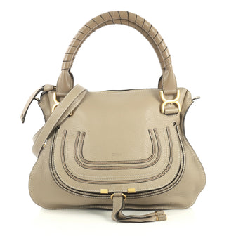 Chloe Marcie Satchel Leather Medium Gray 443945