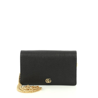 Gucci Petite GG Marmont Chain Wallet Leather Mini Black 443963