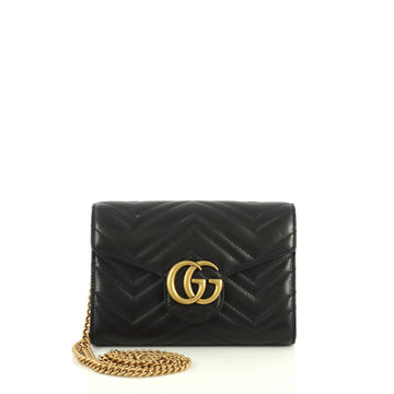 Gucci GG Marmont Chain Wallet Matelasse Leather Mini Black 443964