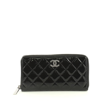 Brilliant Zip Around Wallet Quilted Patent Long