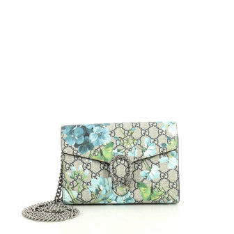 Gucci Dionysus Chain Wallet Blooms Print GG Coated Canvas Small Blue 4441001