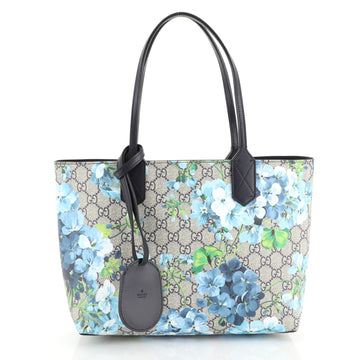 Gucci Reversible Tote Blooms GG Print Leather Small Blue 444131
