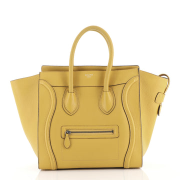 Celine Luggage Handbag Grainy Leather Mini Yellow 444152