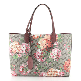 Gucci Reversible Tote Blooms GG Print Leather Medium Pink 444191