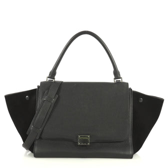 Celine Trapeze Handbag Leather Medium Black 444201