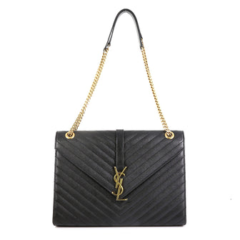 Saint Laurent Classic Monogram Envelope Satchel Matelasse Chevron Leather Large