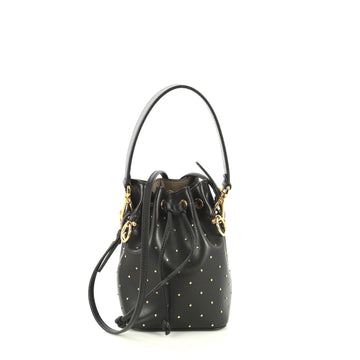 Fendi Mon Tresor Bucket Bag Studded Leather Mini Black 444381