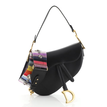 Christian Dior Saddle Handbag Leather Medium