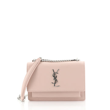 Saint Laurent Sunset Chain Wallet Leather Pink 444453