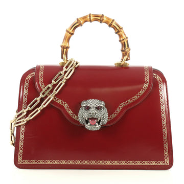 Gucci Thiara Top Handle Bag Frame Print Leather Medium Red 444491