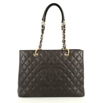 Chanel Grand Shopping Tote Quilted Caviar Brown 444531