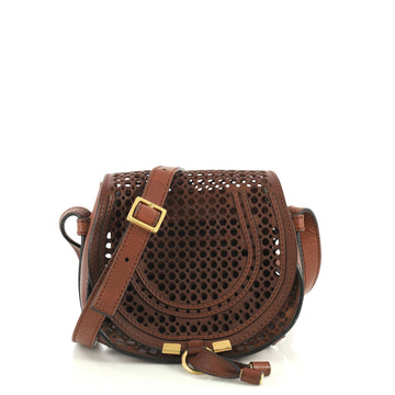 Chloe Marcie Crossbody Bag Perforated Leather Mini Brown 444581