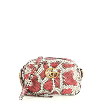Gucci GG Marmont Shoulder Bag Matelasse Python Small Gray 444624