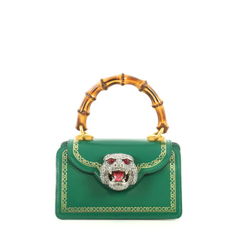 Gucci Thiara Top Handle Bag Frame Print Leather Small Green 444625