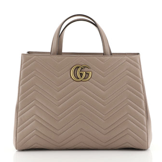 Gucci GG Marmont Tote Matelasse Leather Medium Neutral 444627