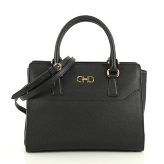 Salvatore Ferragamo Beky Handbag Saffiano Leather Small Black 444681