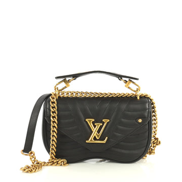 Louis Vuitton New Wave Chain Bag Quilted Leather PM Black 444691