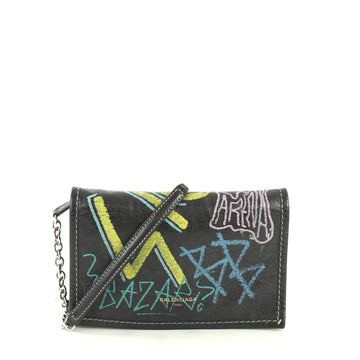 Balenciaga Graffiti Wallet on Chain Leather Black 44471113