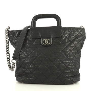 Chanel In The Mix Shopping Tote Quilted Iridescent Calfskin Large Blac...