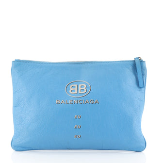 Balenciaga Supermarket Pouch Leather Medium Blue 44471117