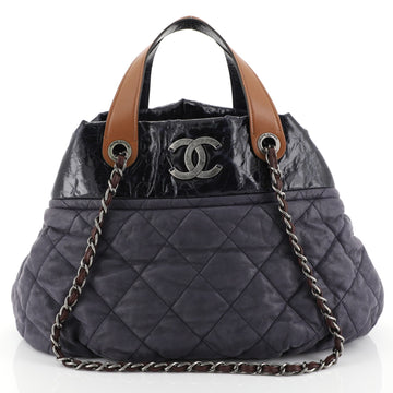 Chanel In The Mix Tote Quilted Iridescent Calfskin Medium Blue 44471119