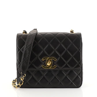 Chanel Vintage Square CC Flap Bag Quilted Lambskin Medium Black 44471121
