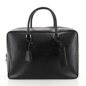 Prada Zip Around Briefcase Saffiano Leather Large Black 44471122
