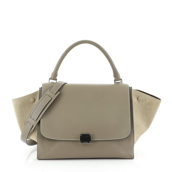Celine Trapeze Handbag Leather Medium Neutral 44471123