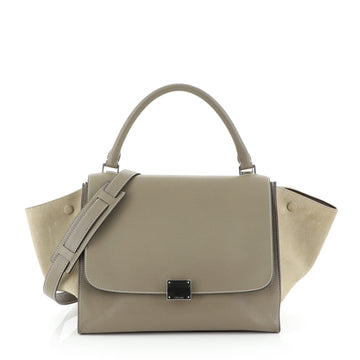 Celine Trapeze Handbag Leather Medium Neutral 44471123