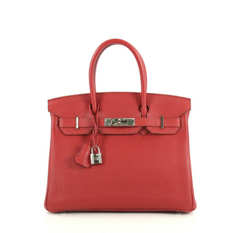 Hermes Birkin Handbag Red Togo with Palladium Hardware 30 Red 4447112