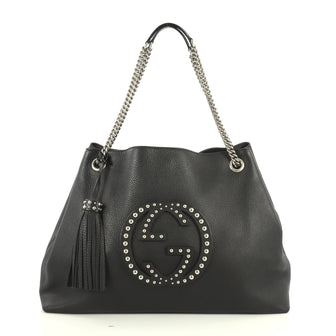 Gucci Soho Chain Strap Shoulder Bag Studded Leather Large
