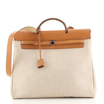 Hermes Herbag Toile and Leather MM Neutral 44471153