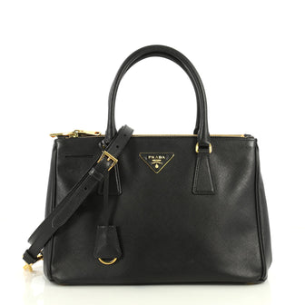 Prada Double Zip Lux Tote Saffiano Leather Small Black 44471168