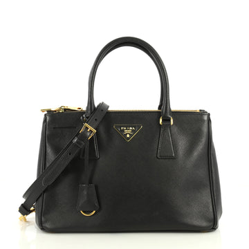 Prada Double Zip Lux Tote Saffiano Leather Small Black 44471168
