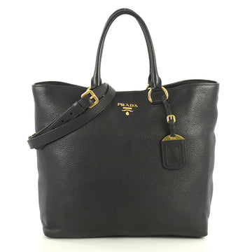 Prada Convertible Shopper Tote Vitello Daino Large Black 44471171