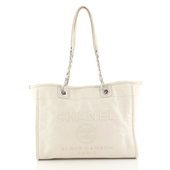 Chanel Deauville Tote Glazed Calfskin Small White 44471179