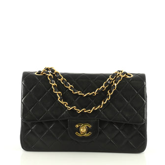 Chanel Vintage Classic Double Flap Bag Quilted Lambskin Small Black 4447123